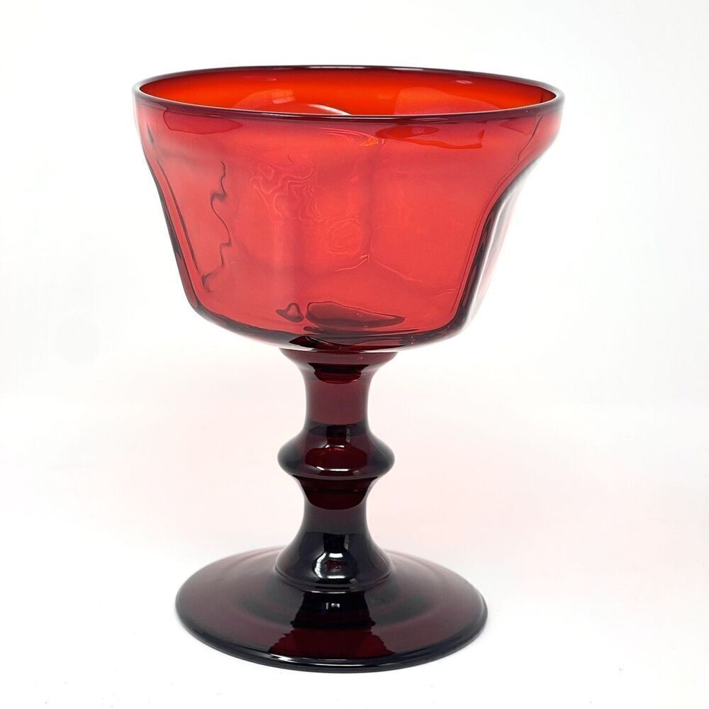 Vintage Bryce Antique Ruby Red Champagne Sherbet Coupe Glass 5”